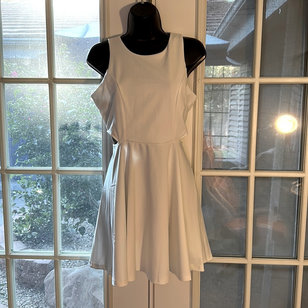 White Skater Style Dress with Cutouts